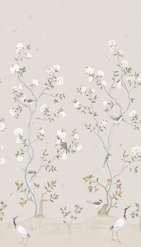 Chinoiserie Mural Green-Beige