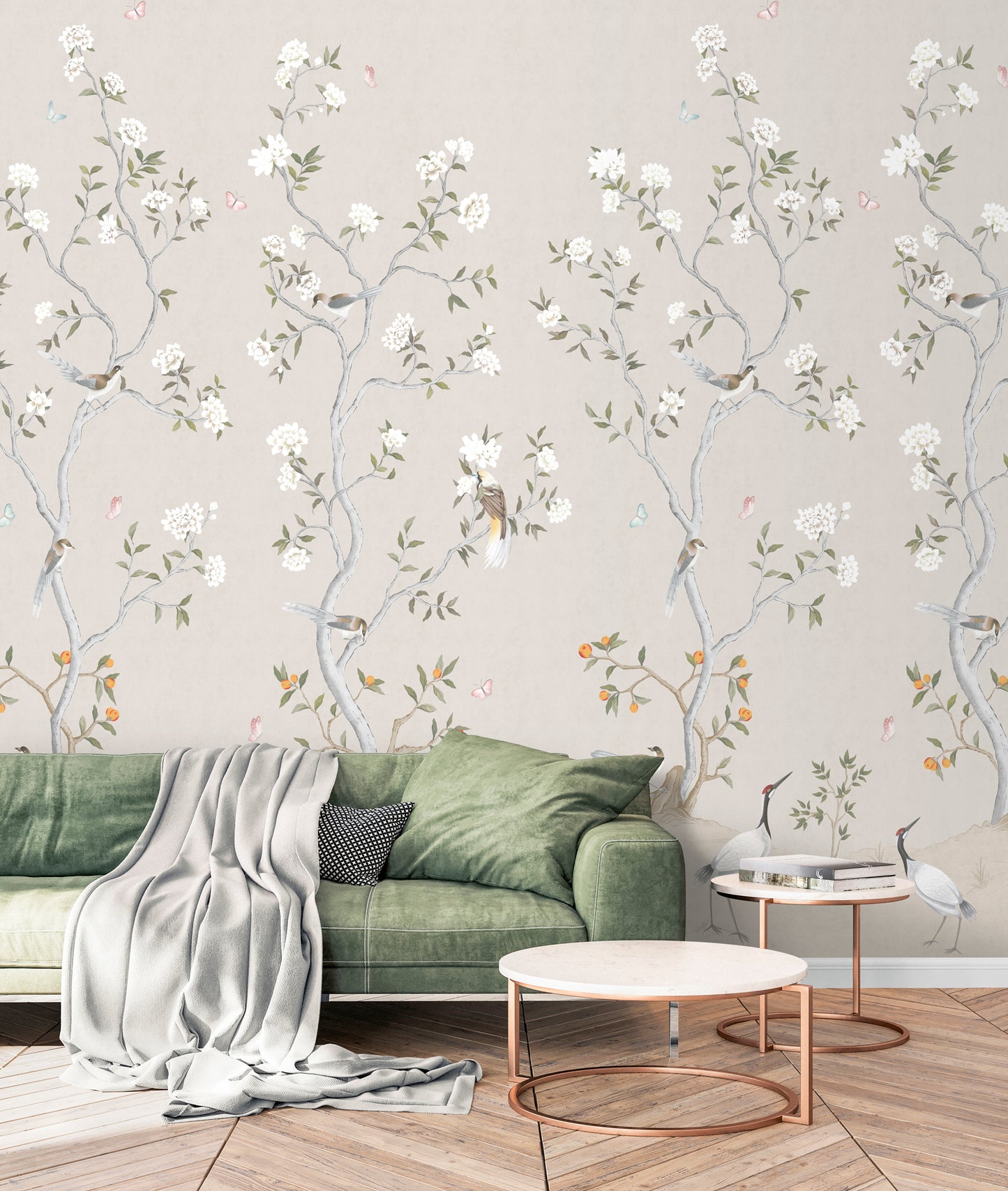 Chinoiserie Mural Green-Beige