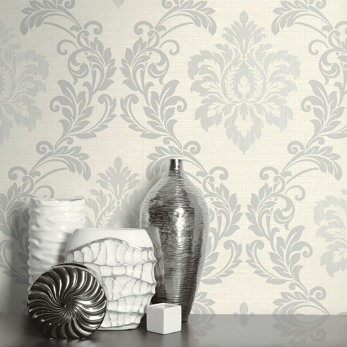 Adela Ivory Twill Damask