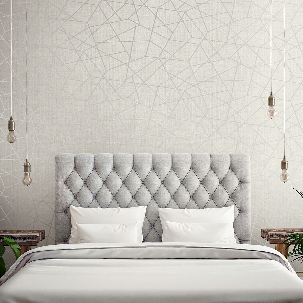Heath Silver Geometric Linen