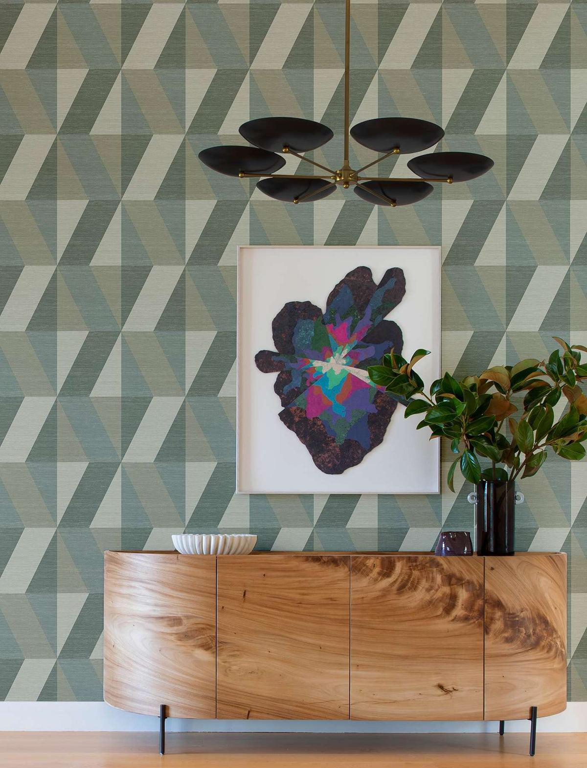 Winslow Bone Geometric Faux Grasscloth Wallpaper