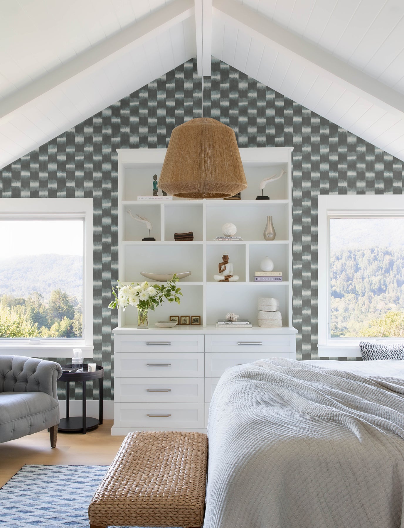 Baldwin Slate Shibori Stripe 3d Wallpaper