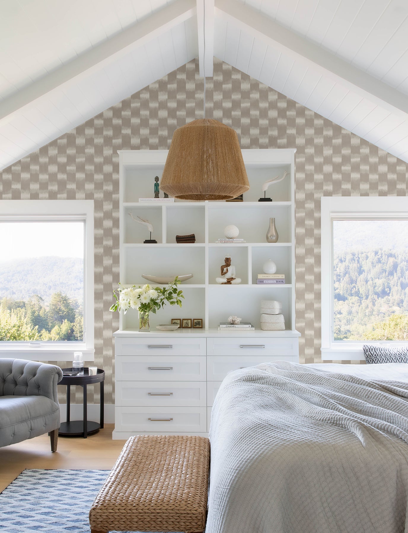 Baldwin Taupe Shibori Stripe 3d Wallpaper