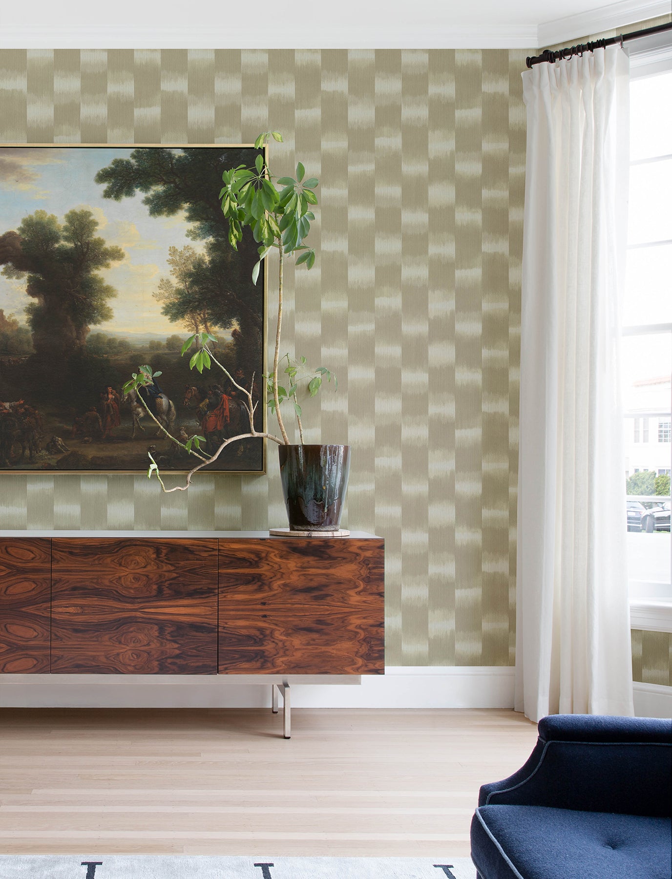 Baldwin Champagne Shibori Stripe Wallpaper