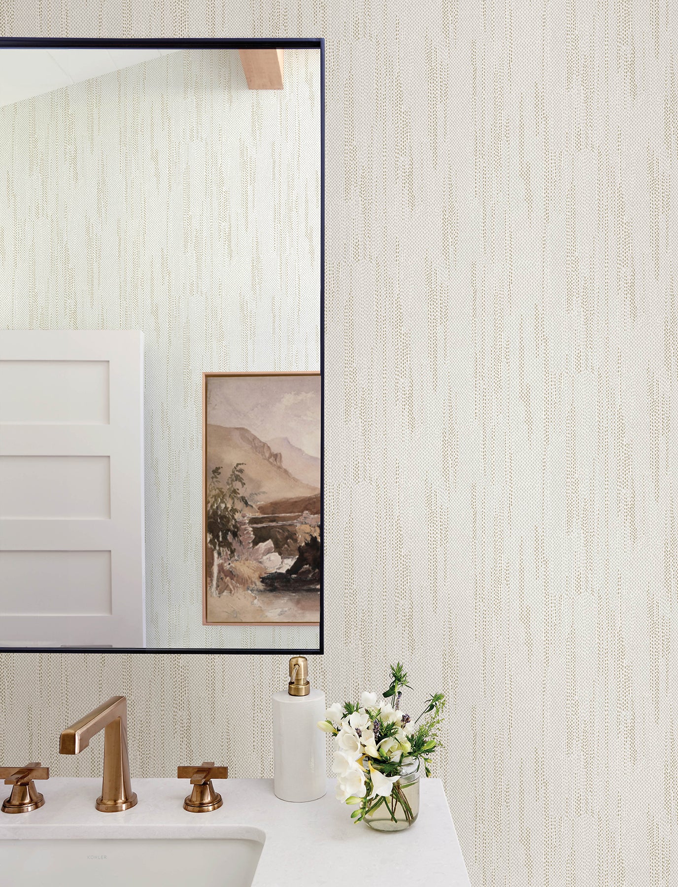 Baris Gold Stipple Stripe Wallpaper