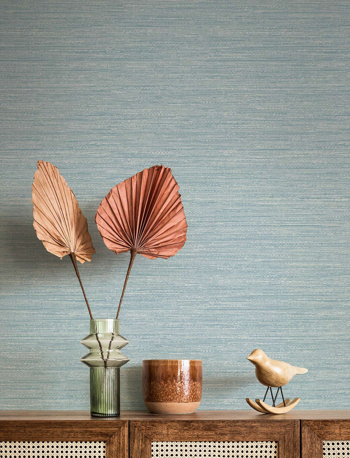 Sheehan Light Blue Faux Grasscloth