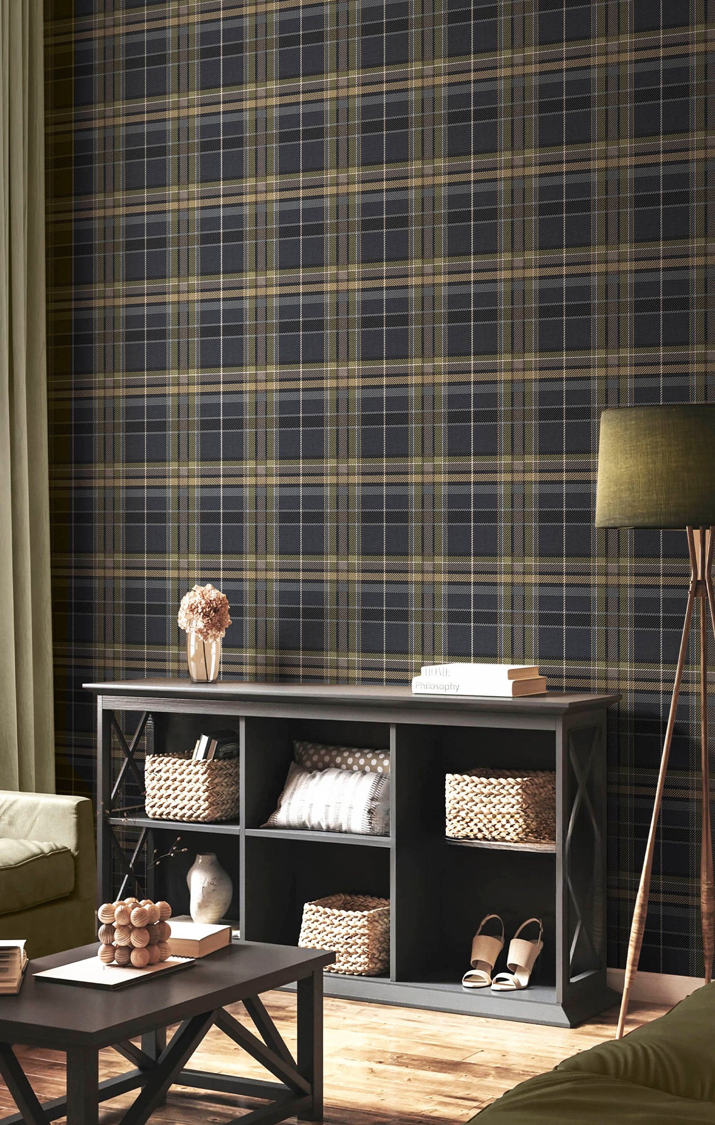Tartan Blue Fabric Imitation