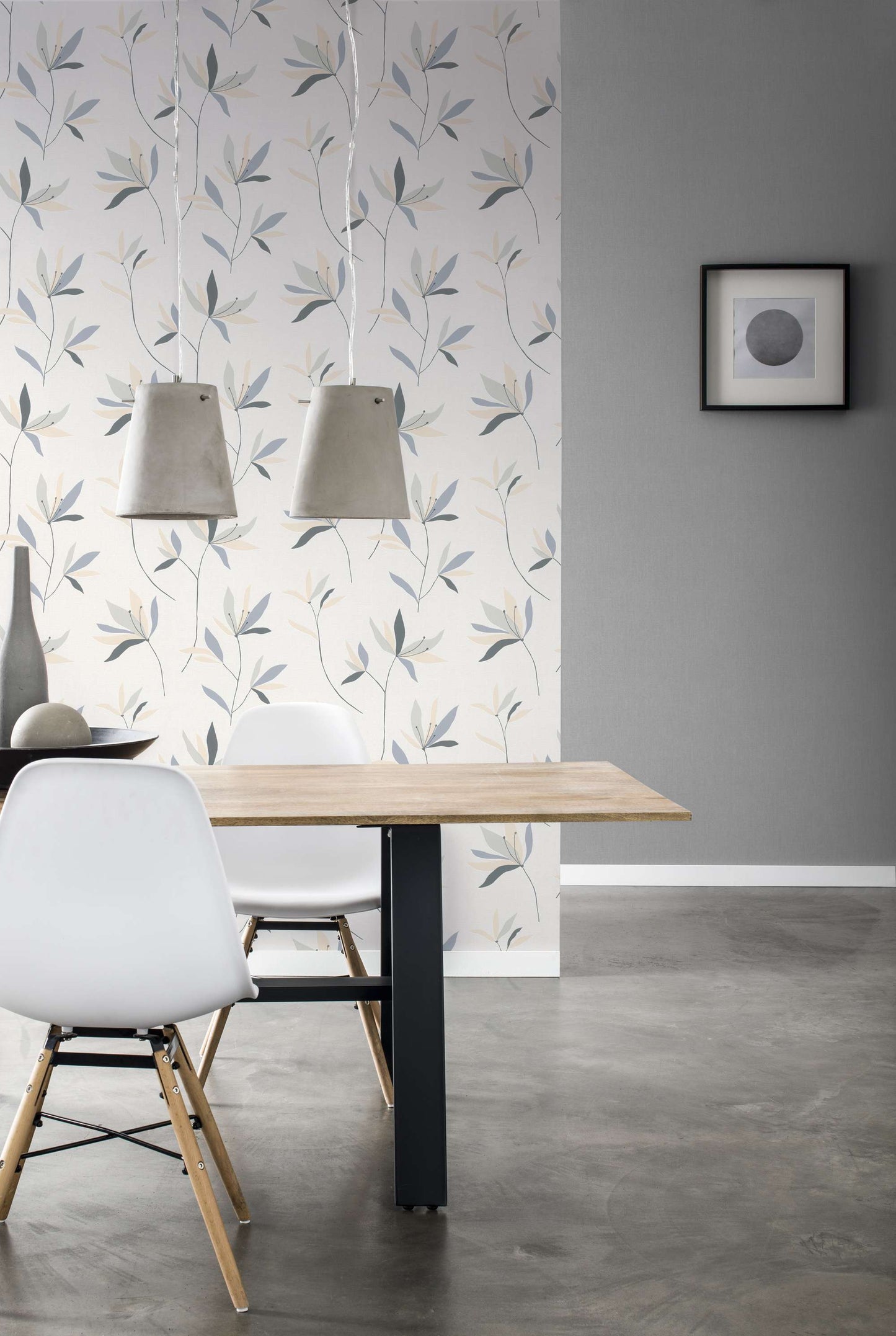 Floral Textured Blue-Cream