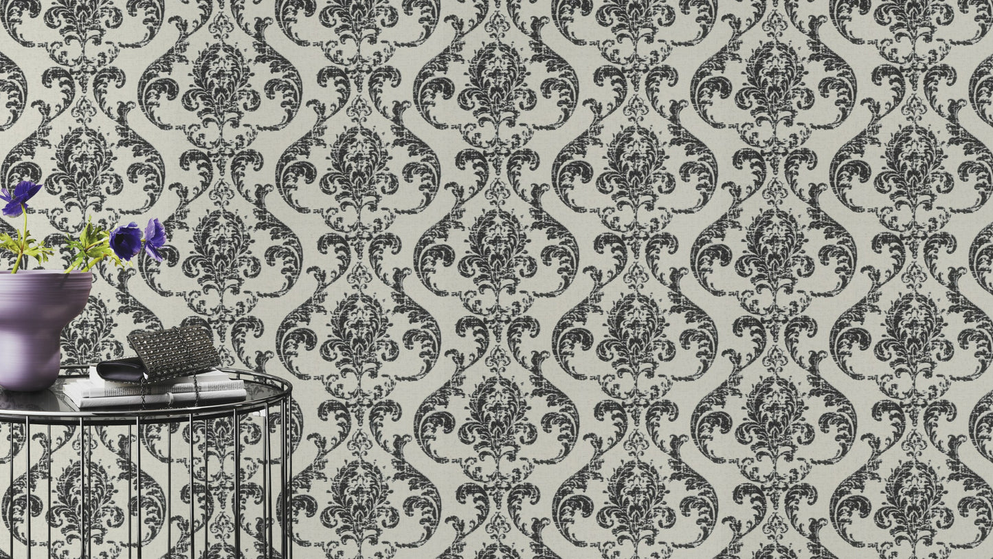 Baroque Damask Black & White