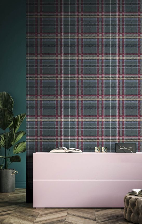 Tartan Blue-Burgundy Fabric Imitation