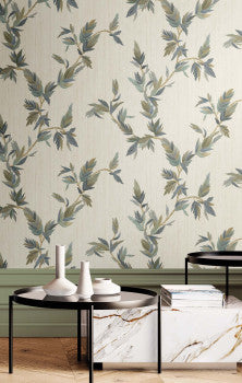 Ramage Beige green blue leaves