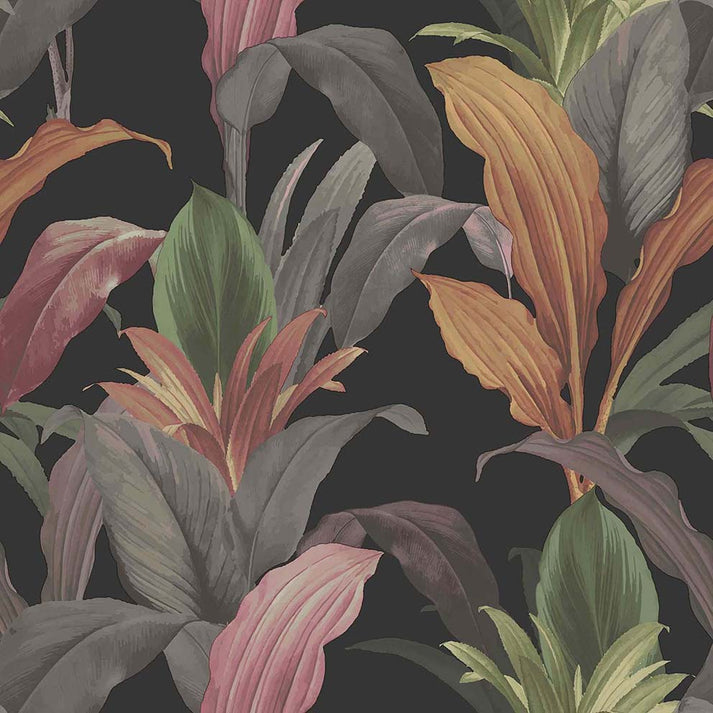 Banana Garden Black Floral, Jungle, Tropical, Botanical Wallpaper ...