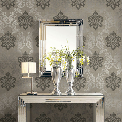 Adela Light Brown Twill Damask
