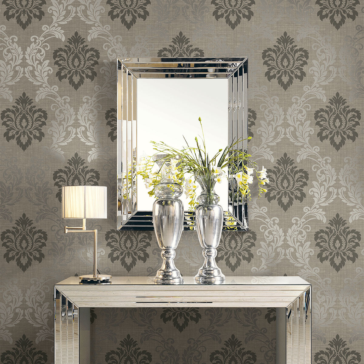 Adela Neutral Twill Damask