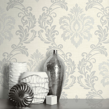 Adela Ivory Twill Damask