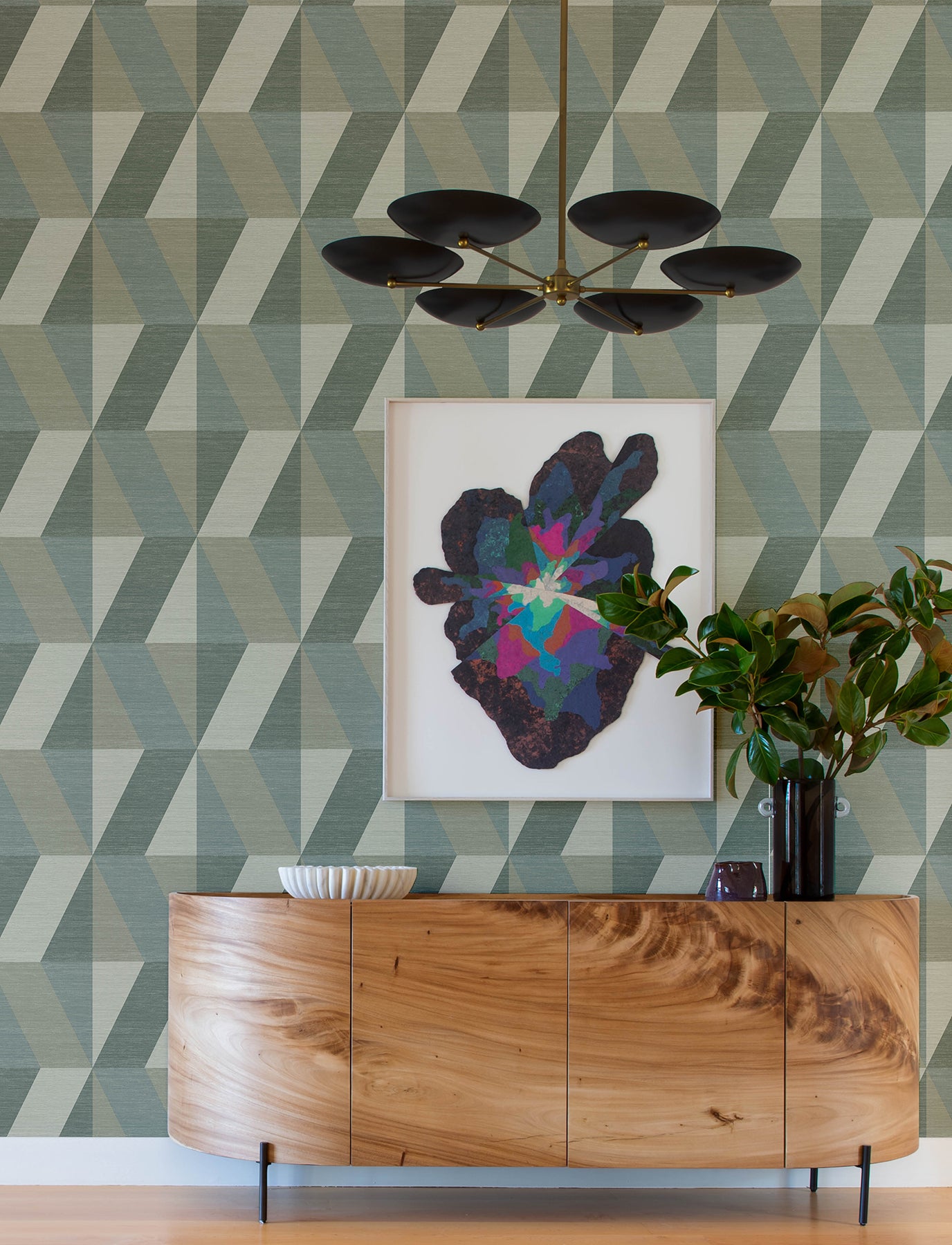 Winslow Bone Geometric Faux Grasscloth Wallpaper