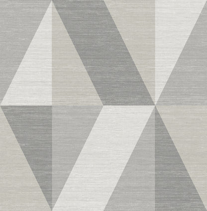 Winslow Bone Geometric Faux Grasscloth Wallpaper 1