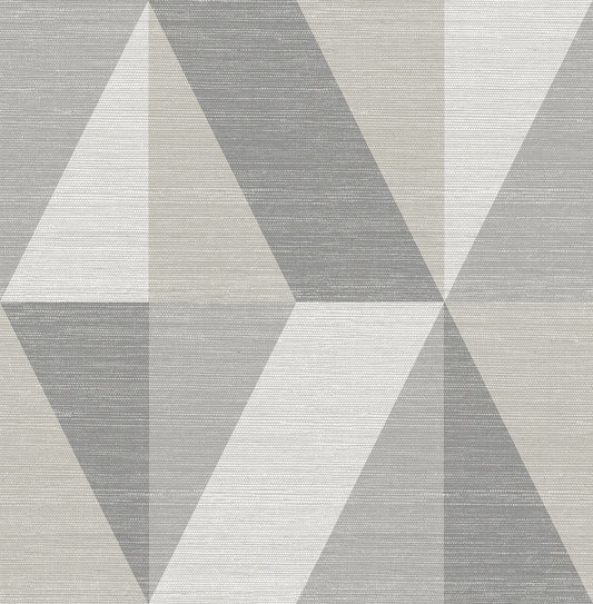 Winslow Bone Geometric Faux Grasscloth Wallpaper 1