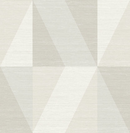 Winslow Bone Geometric Faux Grasscloth Wallpaper 2