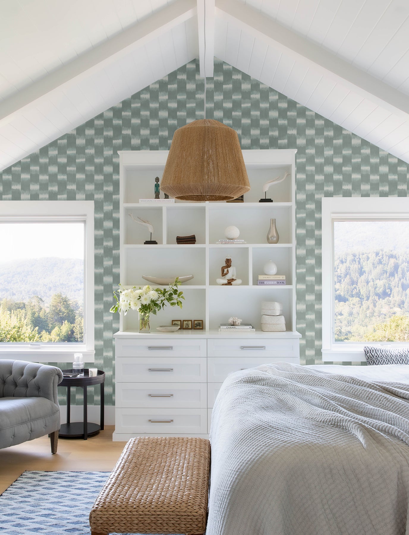 Baldwin Teal Shibori Stripe 3d Wallpaper