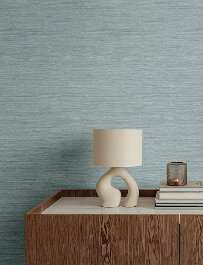 Sheehan Light Blue Faux Grasscloth
