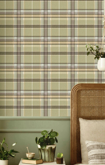 Tartan Green Fabric Imitation