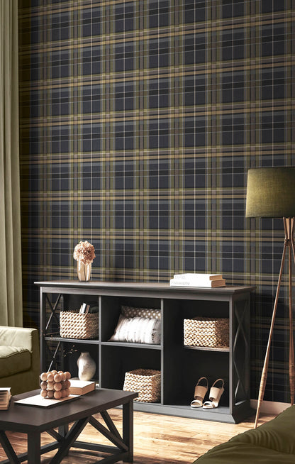 Tartan Blue Fabric Imitation